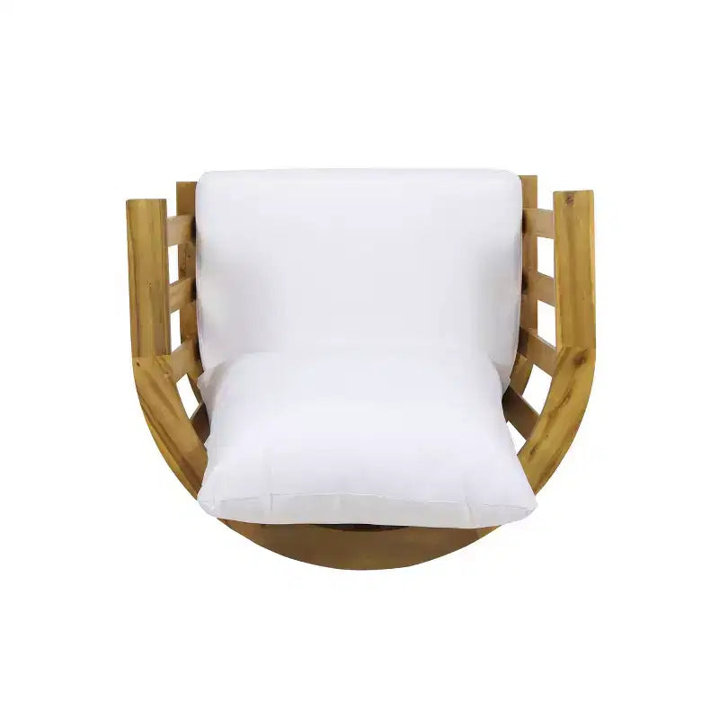Juego de conversación de madera de 5 piezas para exterior Solano con mesa de centro redonda - Blanco/Teca - Christopher Knight Home: Madera de acacia, resistente a los rayos UV y al agua