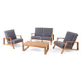 Paloma Outdoor Acacia Wood 4 Seater Chat Set with Cushions: Weather-Resistant - Christopher Knight Home
