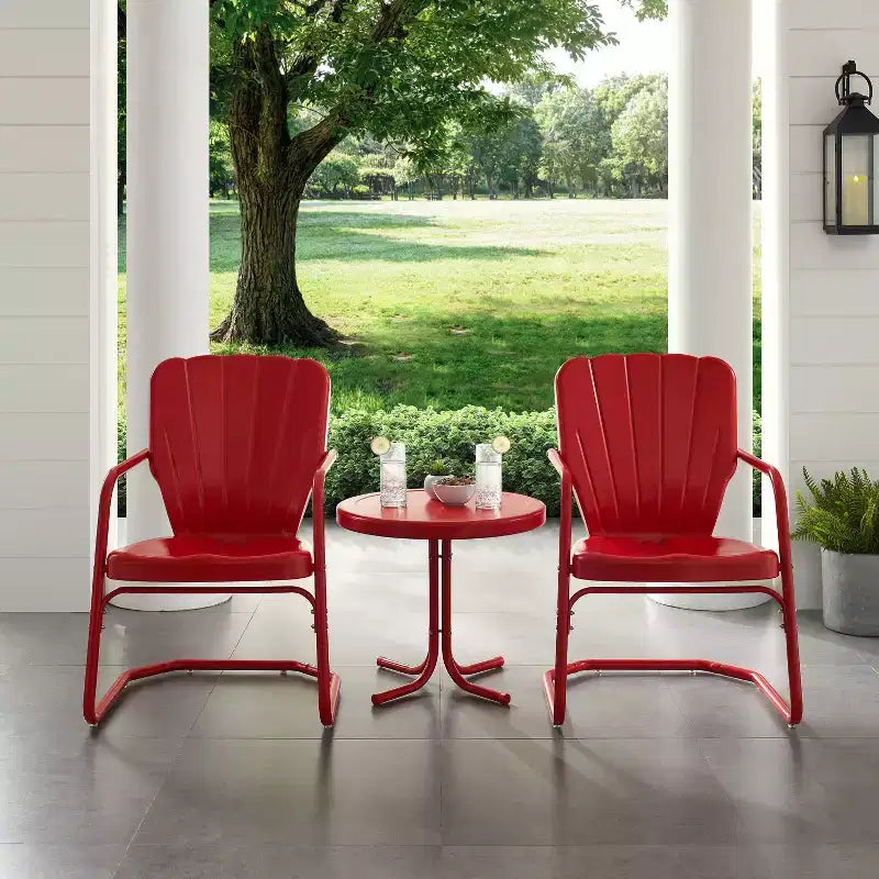Ensemble de 3 meubles de jardin Ridgeland – Rouge – Crosley