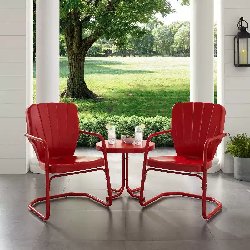Ensemble de 3 meubles de jardin Ridgeland – Rouge – Crosley