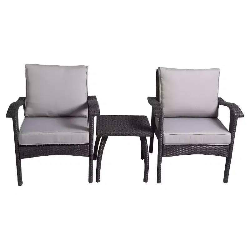 Juego de conversación de patio de mimbre de 3 piezas Honolulu con cojines - Gris - Christopher Knight Home