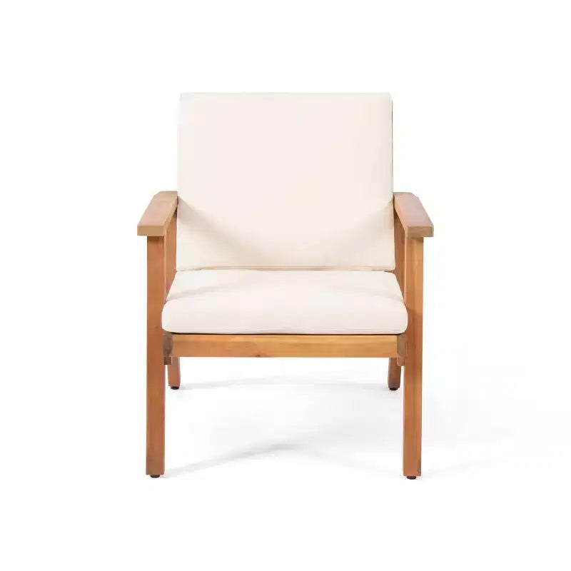 Juego de Muebles de Jardín de Madera de Acacia de 4 Plazas con Cojines Temecula - Pátina Marrón/Crema - Christopher Knight Home