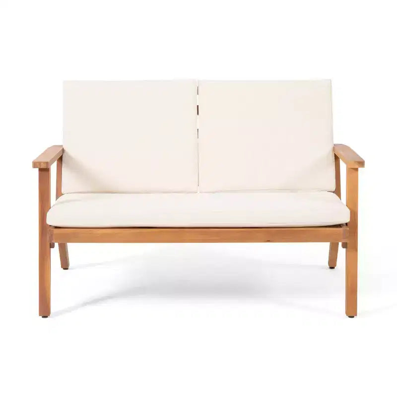 Juego de Muebles de Jardín de Madera de Acacia de 4 Plazas con Cojines Temecula - Pátina Marrón/Crema - Christopher Knight Home
