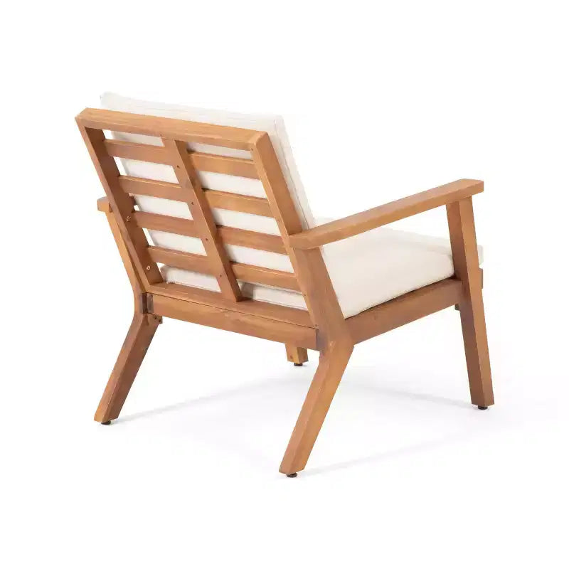 Juego de Muebles de Jardín de Madera de Acacia de 4 Plazas con Cojines Temecula - Pátina Marrón/Crema - Christopher Knight Home