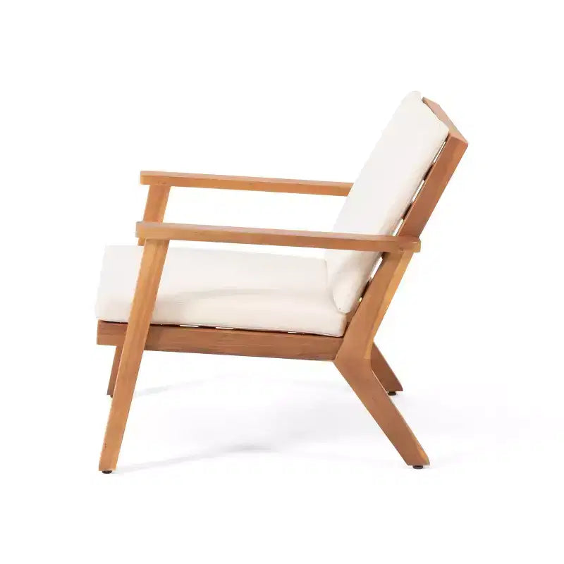 Juego de Muebles de Jardín de Madera de Acacia de 4 Plazas con Cojines Temecula - Pátina Marrón/Crema - Christopher Knight Home