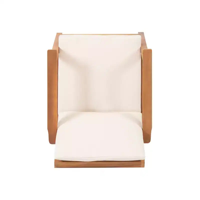 Juego de Muebles de Jardín de Madera de Acacia de 4 Plazas con Cojines Temecula - Pátina Marrón/Crema - Christopher Knight Home