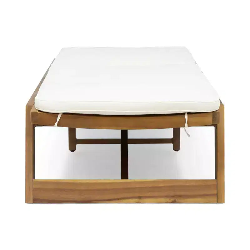 Juego de 3 tumbonas de exterior de madera de acacia con cojines, modelo Kyoto - Teca/Crema - Christopher Knight Home: Juego de patio con mesa auxiliar