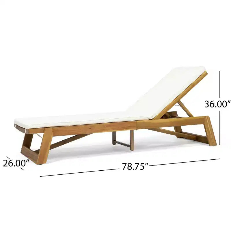 Juego de 3 tumbonas de exterior de madera de acacia con cojines, modelo Kyoto - Teca/Crema - Christopher Knight Home: Juego de patio con mesa auxiliar