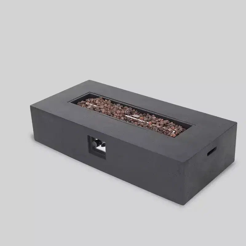 Cape Coral 3pc Aluminum and Rectangular MGO Fire Table Set - Gray - Christopher Knight Home: Outdoor Chat Set with Propane Firepit