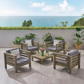 Oana 5pc Acacia Wood Club Chair & Coffee Table Set Gray/Dark Gray - Christopher Knight Home