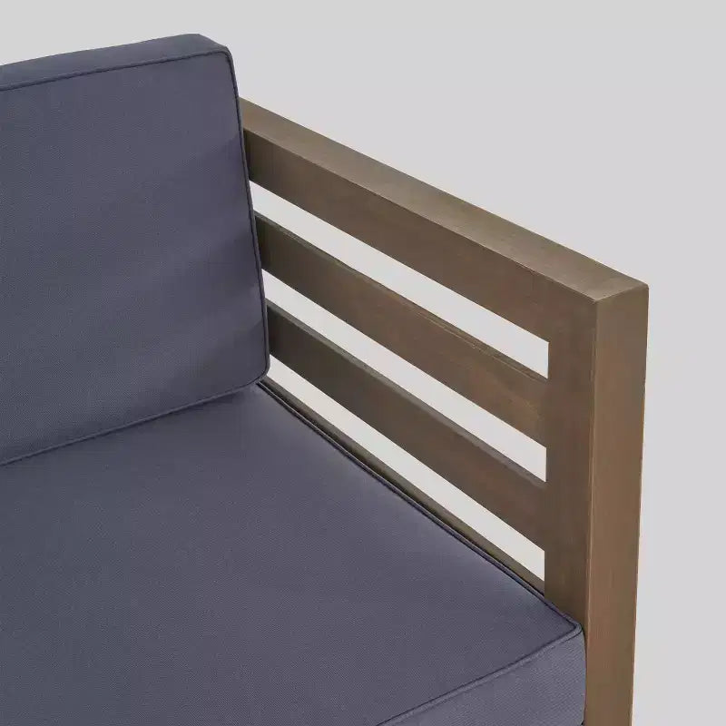 Juego de 5 piezas de madera de acacia Oana con silla de club y mesa de centro gris/gris oscuro - Christopher Knight Home