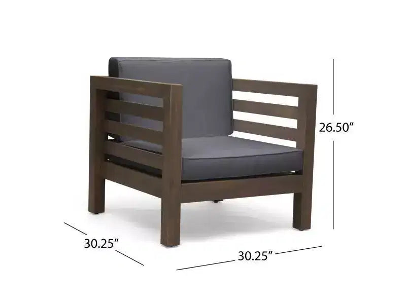 Juego de 5 piezas de madera de acacia Oana con silla de club y mesa de centro gris/gris oscuro - Christopher Knight Home