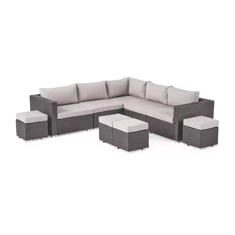 Juego de sofá seccional de mimbre de 9 piezas Santa Rosa: Estructura de aluminio y resistente al agua - Christopher Knight Home