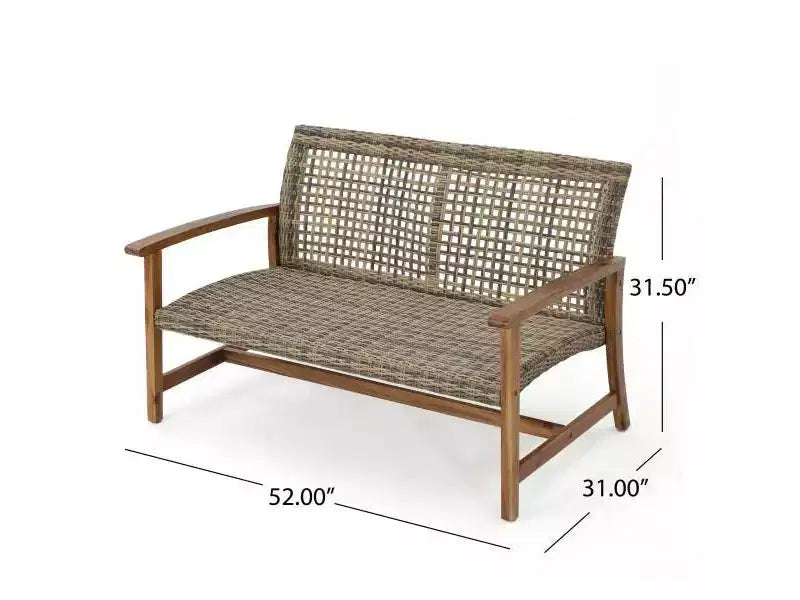 Augusta 6pc Wood & Wicker Chat Set with Fire Pit - Natural/Gray/Dark Gray - Christopher Knight Home