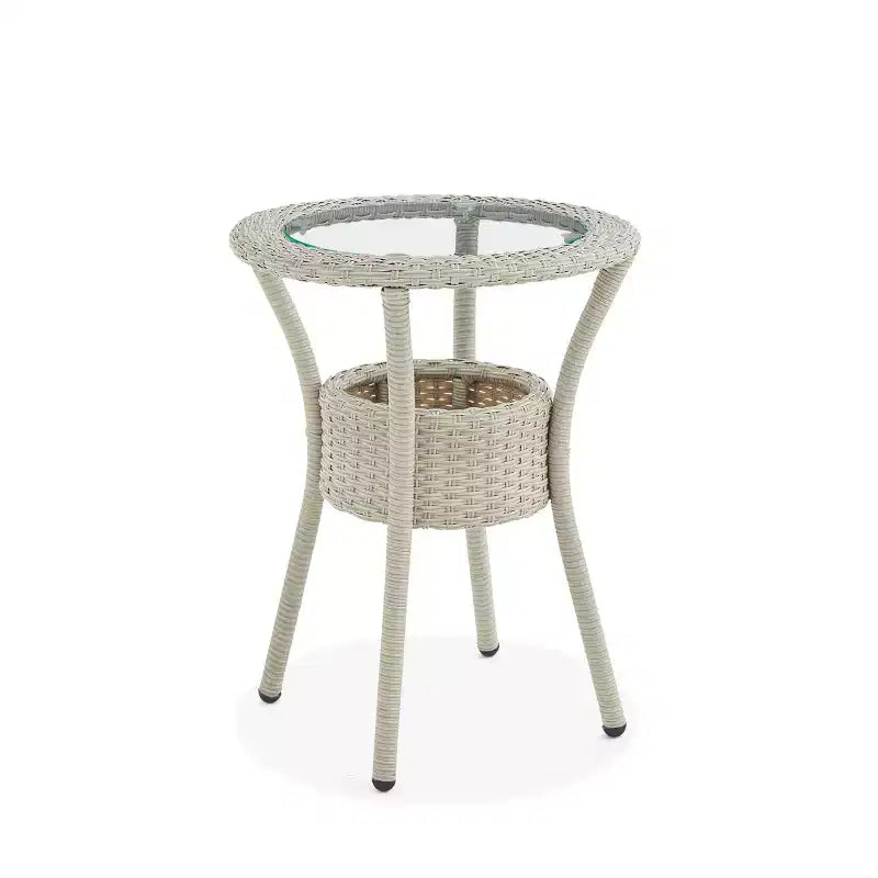 Ensemble inclinable et table d'appoint Haven 5 pièces en osier tout temps - Meubles Alaterre : Salon d'extérieur avec poufs