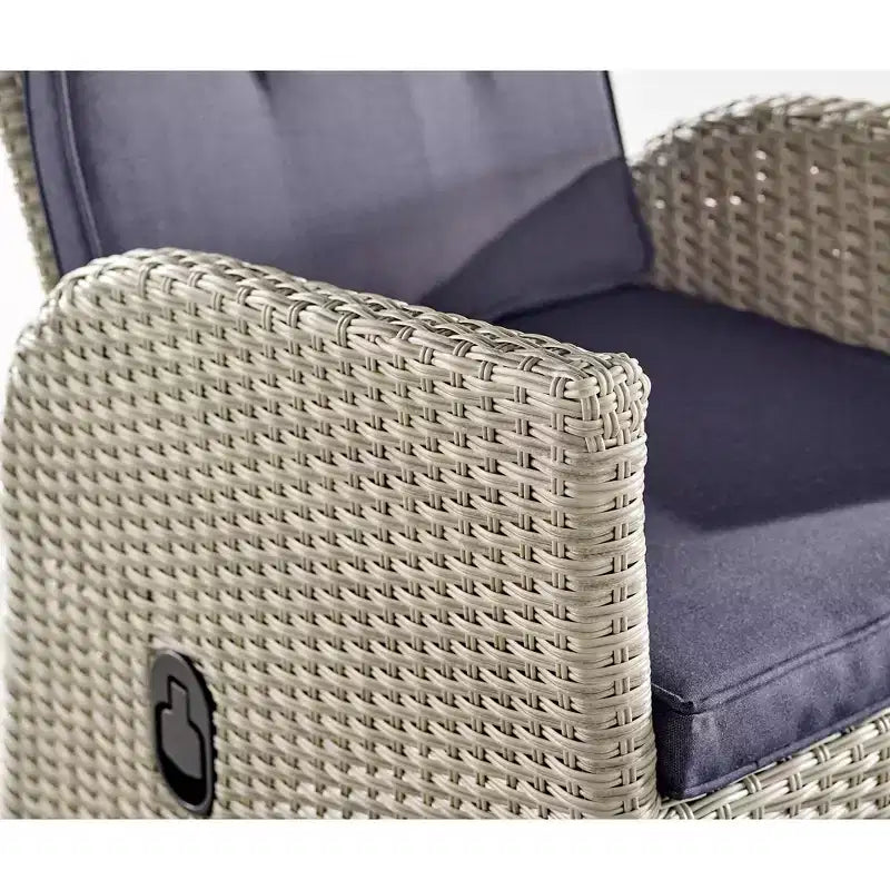 Ensemble inclinable et table d'appoint Haven 5 pièces en osier tout temps - Meubles Alaterre : Salon d'extérieur avec poufs
