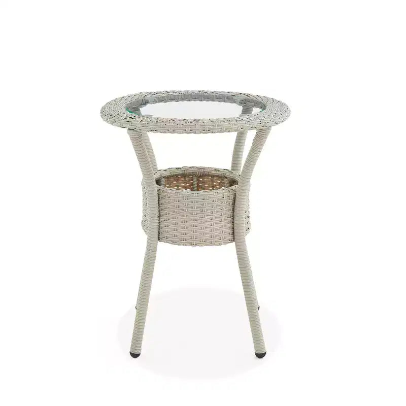 Ensemble inclinable et table d'appoint Haven 5 pièces en osier tout temps - Meubles Alaterre : Salon d'extérieur avec poufs