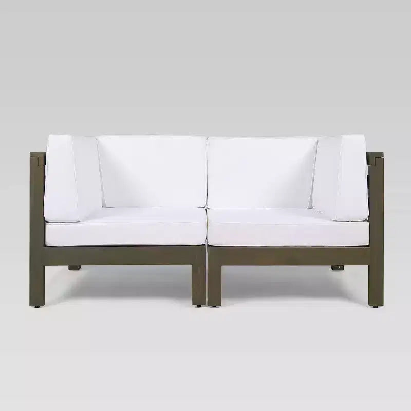 Brava 2pc Acacia Modular Loveseat - Gray/White - Christopher Knight Home