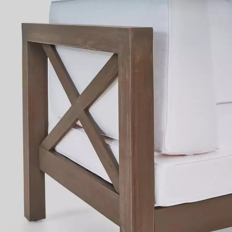 Causeuse modulaire Brava 2 pièces en acacia - Gris/Blanc - Christopher Knight Home