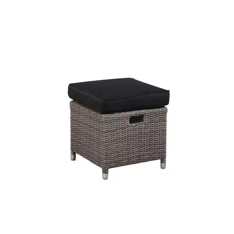 Tumbona reclinable de mimbre para exterior Monaco de 2 piezas y otomana - Gris - Muebles Alaterre: Juego de patio resistente al agua y a la intemperie