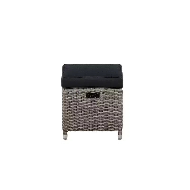 Tumbona reclinable de mimbre para exterior Monaco de 2 piezas y otomana - Gris - Muebles Alaterre: Juego de patio resistente al agua y a la intemperie