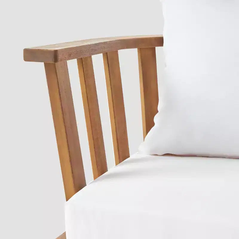 Juego de 2 sillas club y mesa de madera de acacia Barton - Teca/Blanco - Christopher Knight Home: Set de salón para exteriores con cojines