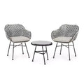 Beulah 3pc Patio Wicker Chat Set: Christopher Knight Home, Rattan Design, Tempered Glass Table