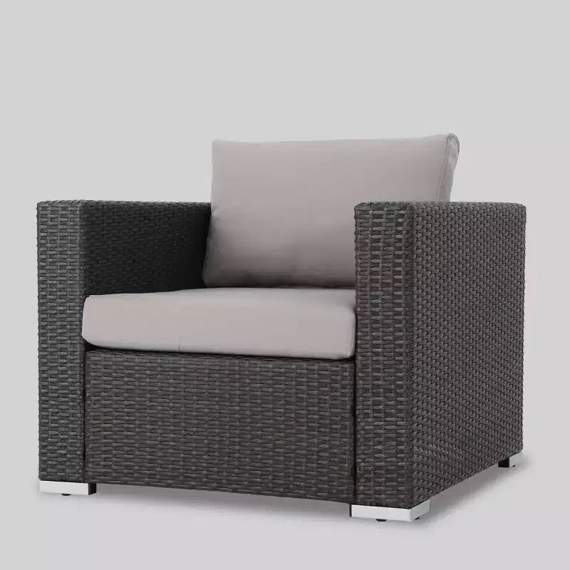 Juego de sofá seccional de mimbre de 9 piezas Santa Rosa - Gris/Plateado - Christopher Knight Home: Resistente a la intemperie, Diseño contemporáneo