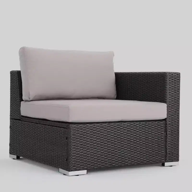 Juego de sofá seccional de mimbre de 9 piezas Santa Rosa - Gris/Plateado - Christopher Knight Home: Resistente a la intemperie, Diseño contemporáneo