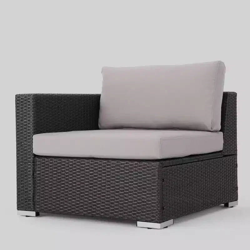Juego de sofá seccional de mimbre de 9 piezas Santa Rosa - Gris/Plateado - Christopher Knight Home: Resistente a la intemperie, Diseño contemporáneo