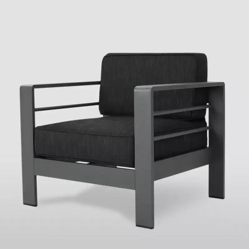 Juego de sofá de aluminio de 4 piezas Cape Coral - Gris/Gris oscuro - Christopher Knight Home: Asientos de exterior con mesa de centro