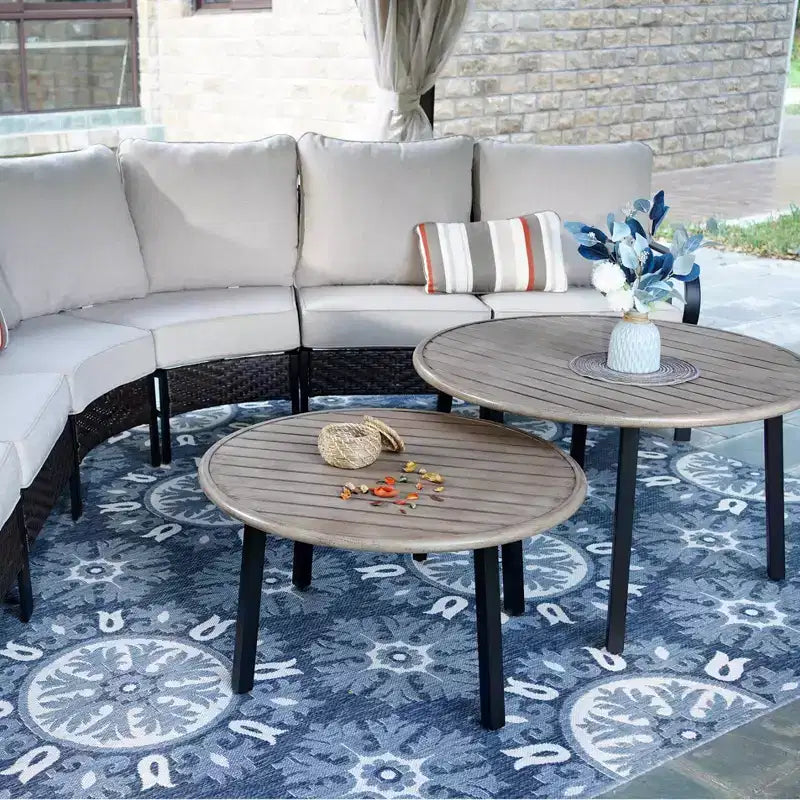Juego de conversación curvado de media luna de 8 asientos para patio exterior Captiva Designs con mesas de centro