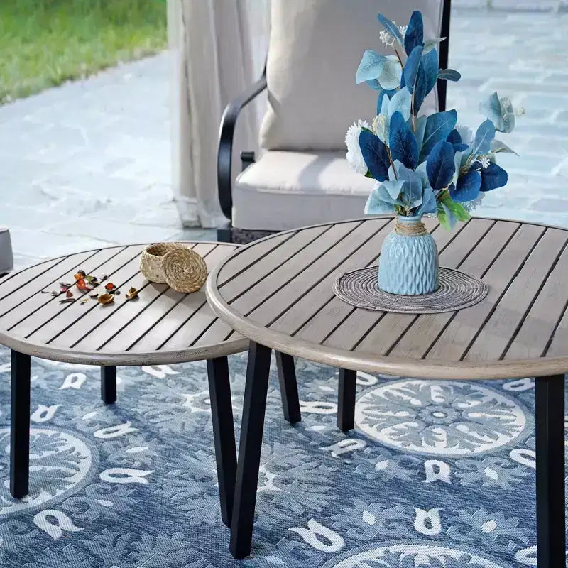 Juego de conversación curvado de media luna de 8 asientos para patio exterior Captiva Designs con mesas de centro