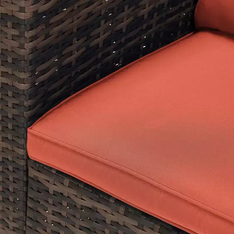Juego de conversación para exterior de 6 piezas de mimbre con cojines - Naranja - EDYO LIVING: Ratán de resina, Espuma de poliéster