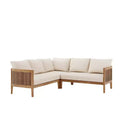 Christopher Knight 3pc Home Bruce Outdoor 5 Seater Acacia and Wicker Sectional Sofa Set with Cushions
