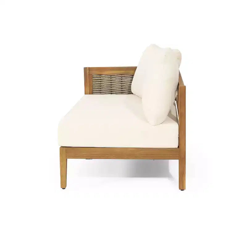 Juego de sofá seccional de 5 plazas para exteriores Christopher Knight Home Bruce de 3 piezas de acacia y mimbre con cojines