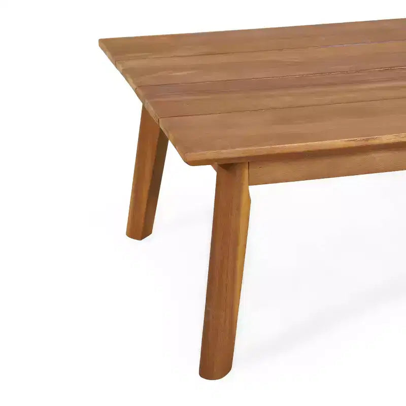 Ensemble de 2 pièces Ellendale comprenant une causeuse et une table basse en bois d'acacia d'extérieur Teck/Blanc - Christopher Knight Home : Ensemble de patio résistant aux UV avec coussins