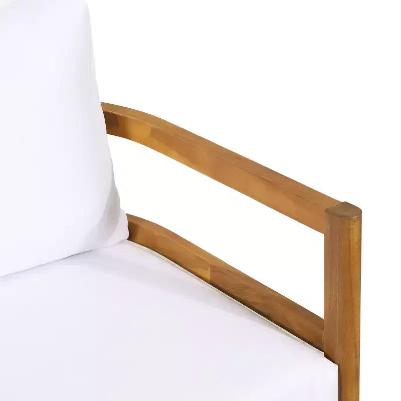 Ensemble de 2 pièces Ellendale comprenant une causeuse et une table basse en bois d'acacia d'extérieur Teck/Blanc - Christopher Knight Home : Ensemble de patio résistant aux UV avec coussins