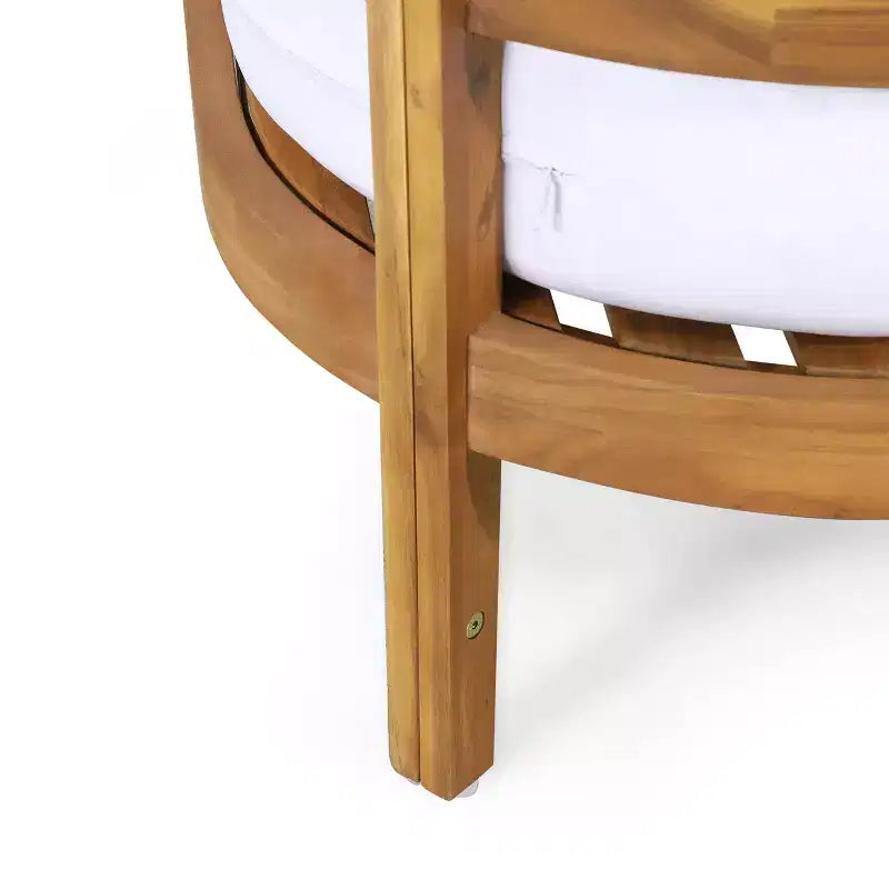 Ensemble de 2 pièces Ellendale comprenant une causeuse et une table basse en bois d'acacia d'extérieur Teck/Blanc - Christopher Knight Home : Ensemble de patio résistant aux UV avec coussins