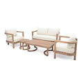 Christopher Knight Home Luna Outdoor 5 Piece Acacia Chat Set Water Resistant Cushions