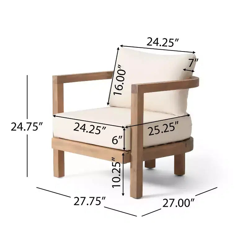 Christopher Knight Home Luna Juego de patio de 5 piezas de madera de acacia con cojines resistentes al agua