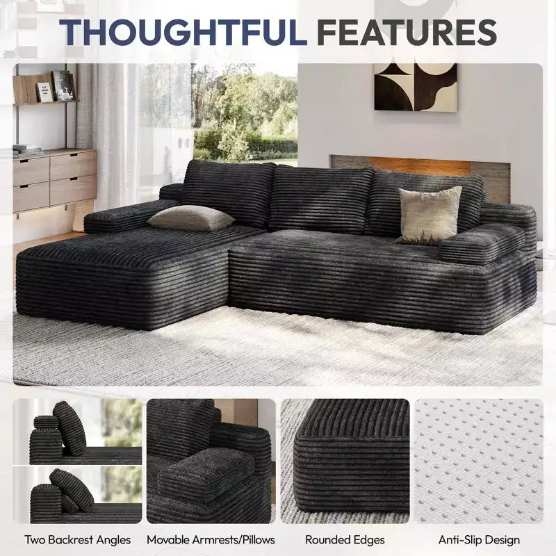 Yaheetech 3-Seat L-Shaped Modular Sectional Sofa for Living Room, Apartment