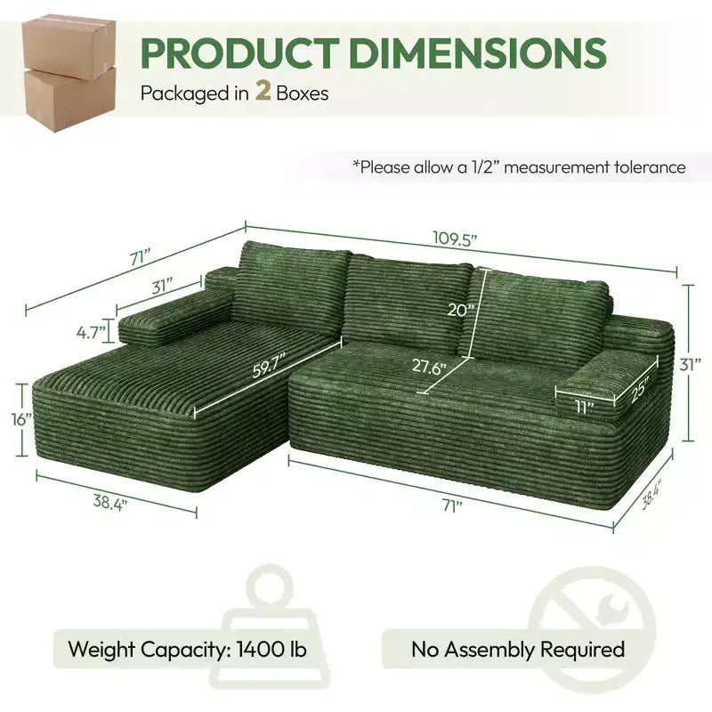 Yaheetech 3-Seat L-Shaped Modular Sectional Sofa for Living Room, Apartment