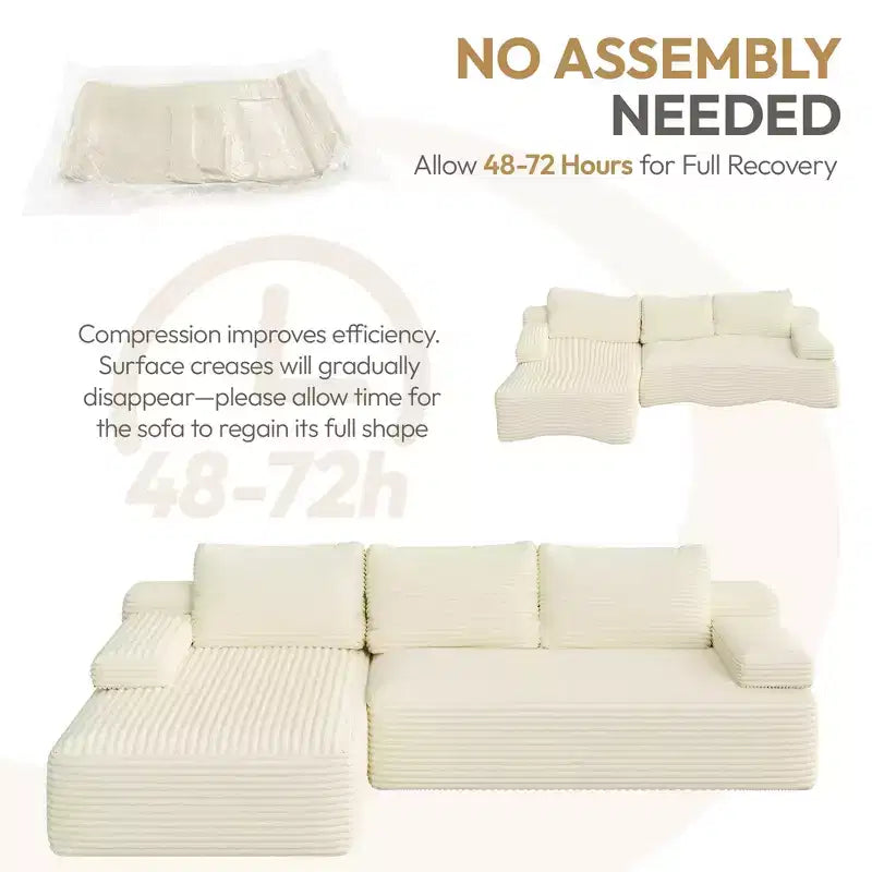 Yaheetech 3-Seat L-Shaped Modular Sectional Sofa for Living Room, Apartment