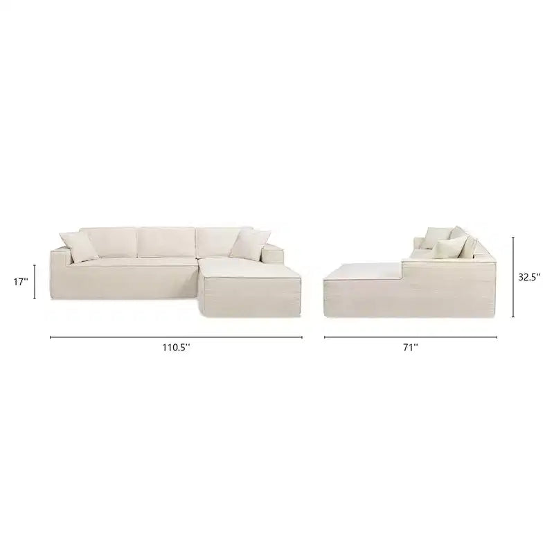 Jennifer Taylor Home Brenley 110.5 RAF Sofa-in-a-Box Sectional Sofa, Ash Gray Chenille