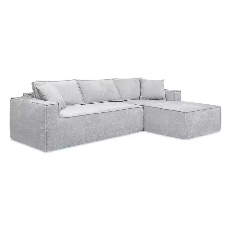 Jennifer Taylor Home Brenley 110.5 RAF Sofa-in-a-Box Sectional Sofa, Ash Gray Chenille