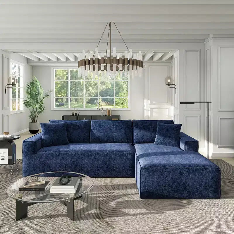 Jennifer Taylor Home Brenley 110.5 RAF Sofa-in-a-Box Sectional Sofa, Ash Gray Chenille