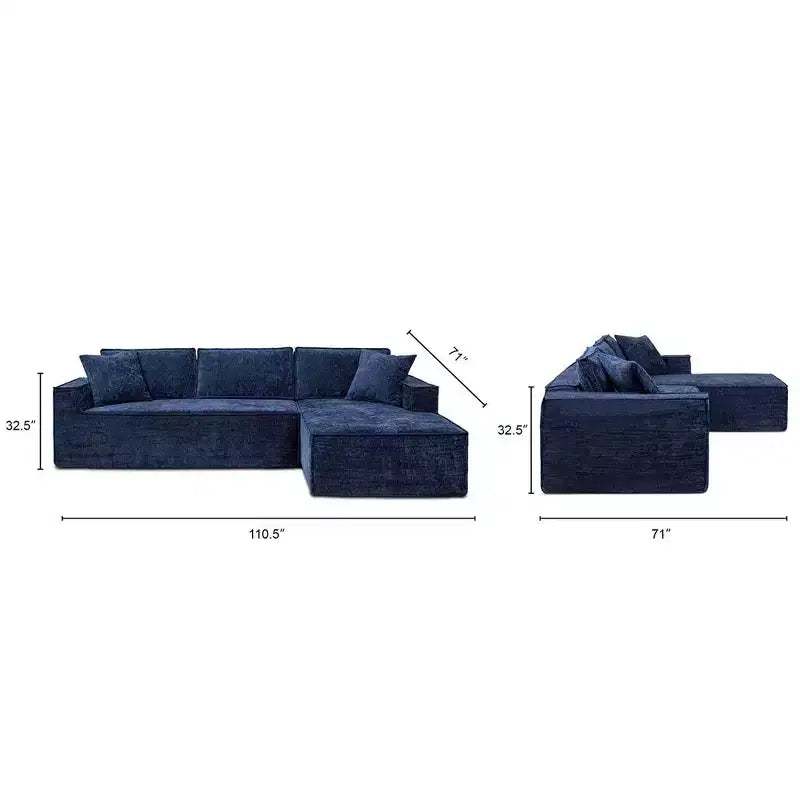 Jennifer Taylor Home Brenley 110.5 RAF Sofa-in-a-Box Sectional Sofa, Ash Gray Chenille