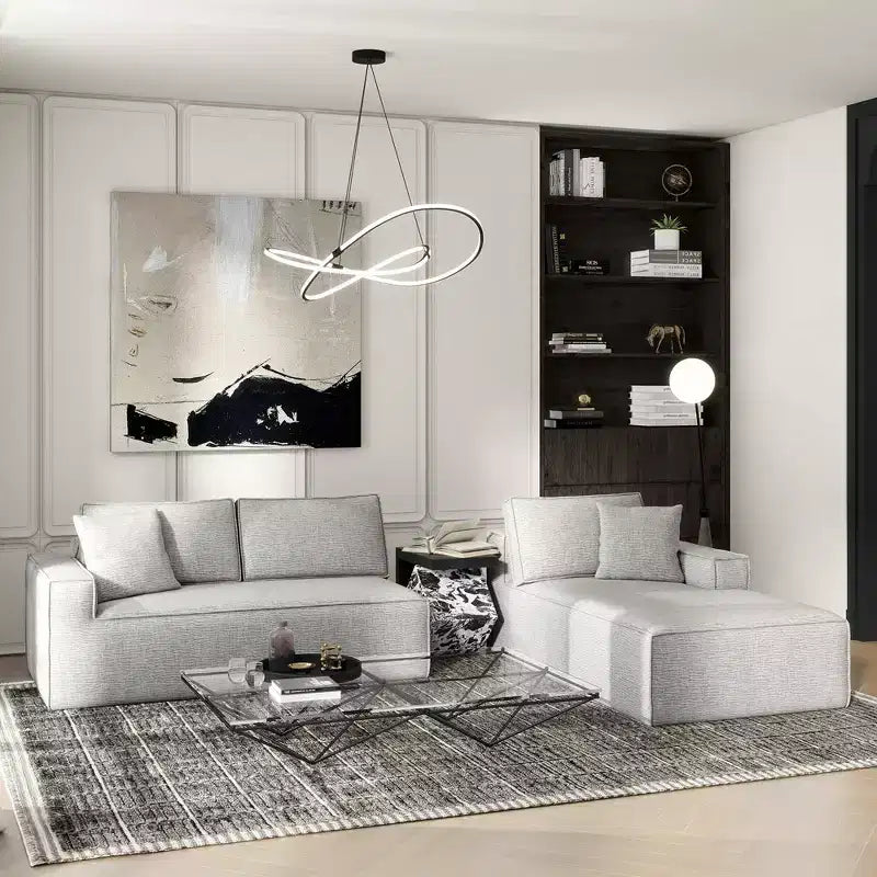 Jennifer Taylor Home Brenley 110.5 RAF Sofa-in-a-Box Sectional Sofa, Ash Gray Chenille