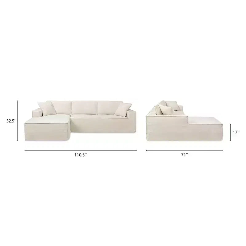Jennifer Taylor Home Brenley 110.5 LAF Sofa-in-a-Box Sectional Sofa, Ash Gray Chenille